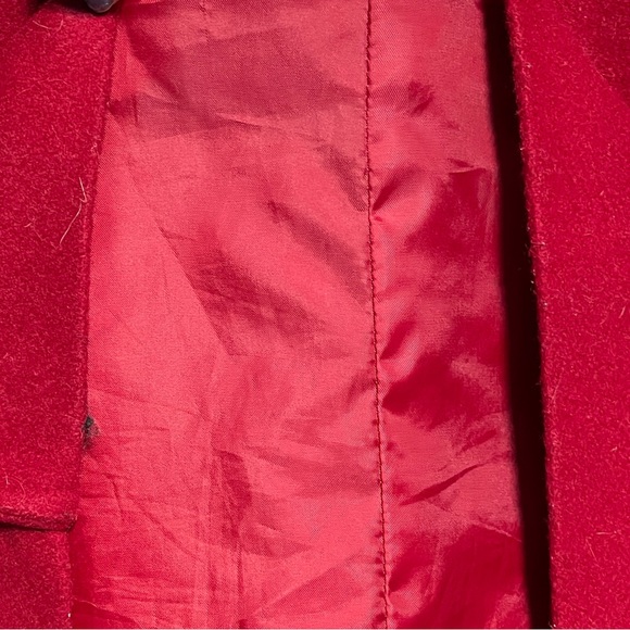 Vintage Braefair Red Wool Coat Black Faux Fur Collar Old Money Retro Size 14 - Picture 6 of 11